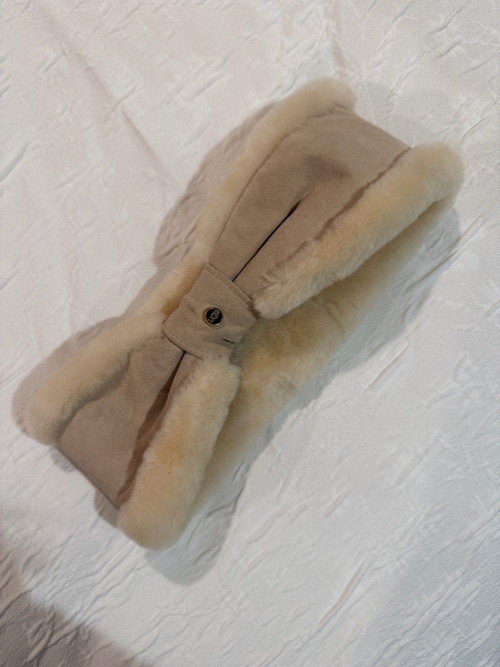 UGG Plush Faux Fur Headband in Cream
